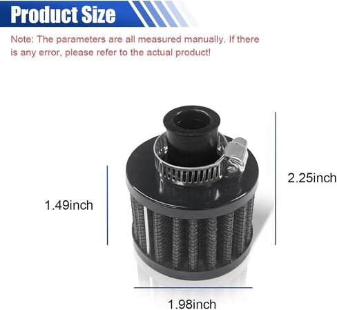 0.47"/12mm Car Cold Air Intake Filter, Round Tapered Car Valve Cover Breather Filter, High Flow Automotive Filters, Fit for Most Cars, Motorcycles (Black) in Saudi Arabia