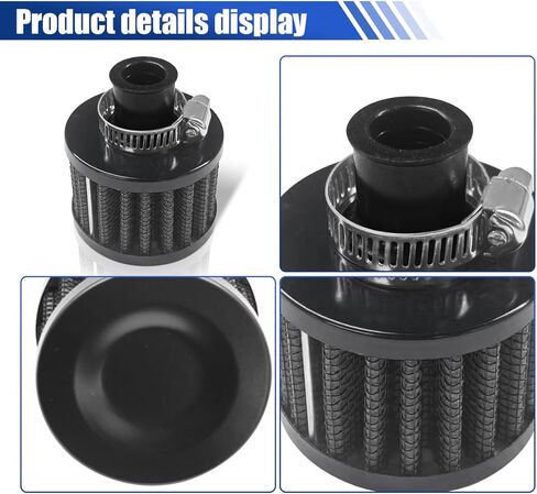 0.47"/12mm Car Cold Air Intake Filter, Round Tapered Car Valve Cover Breather Filter, High Flow Automotive Filters, Fit for Most Cars, Motorcycles (Black) in Saudi Arabia