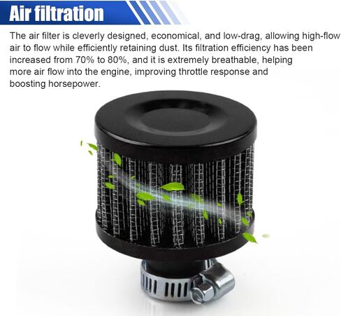 0.47"/12mm Car Cold Air Intake Filter, Round Tapered Car Valve Cover Breather Filter, High Flow Automotive Filters, Fit for Most Cars, Motorcycles (Black) in Saudi Arabia