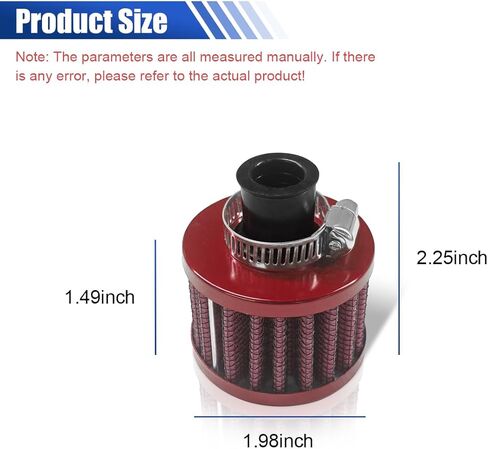 0.47"/12mm Car Cold Air Intake Filter, Round Tapered Car Valve Cover Breather Filter, High Flow Automotive Filters, Fit for Most Cars, Motorcycles (Black) in Saudi Arabia
