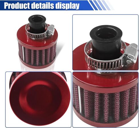 0.47"/12mm Car Cold Air Intake Filter, Round Tapered Car Valve Cover Breather Filter, High Flow Automotive Filters, Fit for Most Cars, Motorcycles (Black) in Saudi Arabia