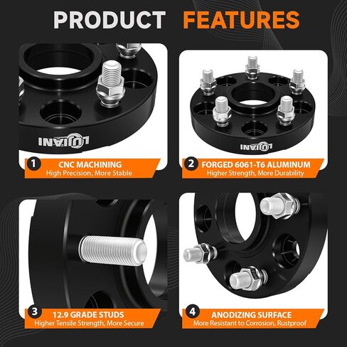 4 Pack 5x127mm Wheel Spacers for 2022-2025 Gladiator JT Cherokee WL Wrangler JL, 1" Thick Hubcentric Tire Spacer, M14x1.5 Thread Studs & 71.5mm Centric Bore, 5x5 Hub Centric Wheel Adapters in Saudi Arabia