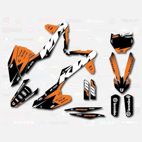Black, White & Orange Racing Graphics Kit fits KTM 16-18 SX SXF XC XCF 125 150 200 250 300 450 in Saudi Arabia