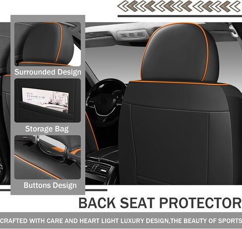 Car Seat Covers Fit for 95% of Chevy 2000-2024,Premium Faux Leather Seat Cover | Breathable Waterproof Sports Drive in Style,Easy to Install Seat Covers (Full Set/Black - Orange) in Saudi Arabia