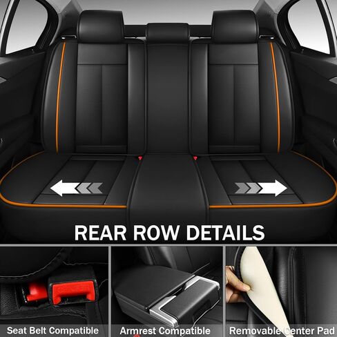 Car Seat Covers Fit for 95% of Chevy 2000-2024,Premium Faux Leather Seat Cover | Breathable Waterproof Sports Drive in Style,Easy to Install Seat Covers (Full Set/Black - Orange) in Saudi Arabia