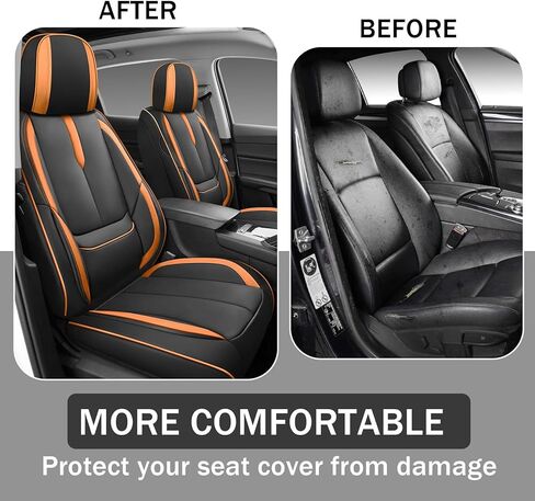 Car Seat Covers Fit for 95% of Chevy 2000-2024,Premium Faux Leather Seat Cover | Breathable Waterproof Sports Drive in Style,Easy to Install Seat Covers (Full Set/Black - Orange) in Saudi Arabia