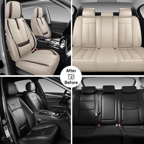 Car Seat Covers Fit for 95% of Chevy 2000-2024,Premium Faux Leather Seat Cover | Breathable Waterproof Sports Drive in Style,Easy to Install Seat Covers (Full Set/Black - Orange) in Kuwait