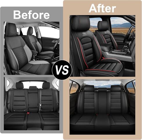 Car Seat Covers Full Set for Toyota Tundra 2007-2025 CrewMax Double Cab SR5/Limited/Platinum/TRD Pro/1794 Edition, Truck Nappa Leather Seat Cover Waterproof Pick-up Protectors(Black Red,5 PCS) in Saudi Arabia
