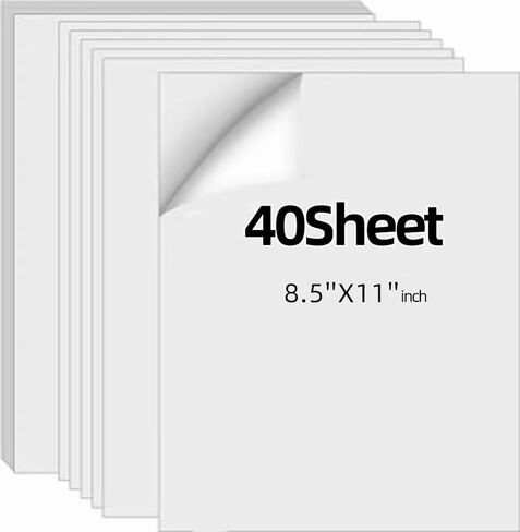 ZGBZCL Sticker Paper for Inkjet 40 Sheets 8.5" x11" Matte Sticker Printer Paper Full Sheet Labels, Sticker Paper for Printer Sticker Labels, for Laser/Inkjet (40 Sheet, 8.5''x11'') in Saudi Arabia