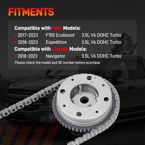 3.5L Engine Timing Chain Kit with VVT Camshaft Phaser Sprockets Gear Compatible with Ford F150 Ecoboost 2017-2023, Expedition Lincoln Navigator 2018-2023 3.5L V6 Replace# ML3Z6C525A HL3Z6268A in Saudi Arabia