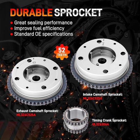 3.5L Engine Timing Chain Kit with VVT Camshaft Phaser Sprockets Gear Compatible with Ford F150 Ecoboost 2017-2023, Expedition Lincoln Navigator 2018-2023 3.5L V6 Replace# ML3Z6C525A HL3Z6268A in Saudi Arabia