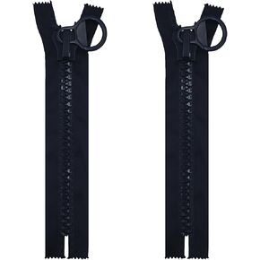 Tucusi 2PCS 25cm Long Super Large Plastic Zipper, Black Heavy Duty Separating Zippers with Big Puller for DIY, Sewing, Tents, Outdoor Covers in Kuwait