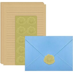 Stationery Set,Premium Velvet-Touch envelopes 4x6 Envelopes 14 PCS with 28 PCS Stationery Paper,Unique Design Colors Stationery Set for Love Letter, Party Invitations (Ivory White) in Kuwait