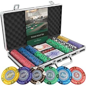 Bullets Playing Cards - Designer Poker Case Corrado - Deluxe Poker Set with 500 Clay Poker Chips, Poker Rules Manual, Dealer Button and Bullets Plastic Poker Cards in Kuwait