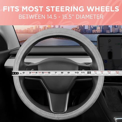 Bling Bling Glitter Diamond Leather Steering Wheel Cover with 9 Rows Crystal Rhinestones, Fits Wheels 14.5-15 inch for Women/Girls Black in Kuwait