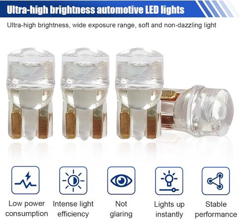 30PCS Car Interior LED Light Bulbs, 6000K 194 168 T10 2825 W5W T10 Wedge LED Replacement Bulbs, 12V Error-Free Halogen Bulbs for Car Instrument Panel Dome Marker License Plate Lights (White) in Saudi Arabia