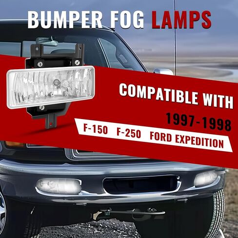 HECASA زوج ضوء الضباب مع لمبة متوافقة مع 1997 1998 Ford F150 F250 Expedition Pickup Truck Front Bumper Fog Lamp استبدال العدسة الواضحة لFO2592114 FO2593114 - الجانب الأيسر والأيمن in Saudi Arabia