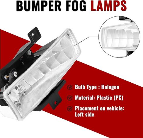 HECASA زوج ضوء الضباب مع لمبة متوافقة مع 1997 1998 Ford F150 F250 Expedition Pickup Truck Front Bumper Fog Lamp استبدال العدسة الواضحة لFO2592114 FO2593114 - الجانب الأيسر والأيمن in Saudi Arabia