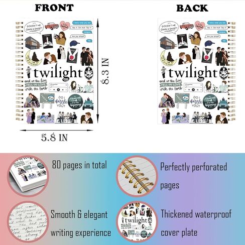 LONGXIN Twilight Merch Vampire Lover Notebook Journal Edward's Girl Gift Twilight Gifts for Movie Fans Girls Women City Of Forks Gift Hardcover Spiral Notebook 5.8x8.3 in Saudi Arabia