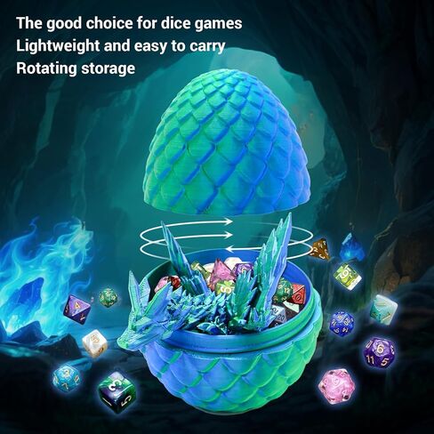 Mystery DND Dice Set (7 Polyhedral Dice) and Dragon Egg Suitable for DND, MTG, RPG,Tabletop Games(1 Dragon Egg+7 dice) in Saudi Arabia