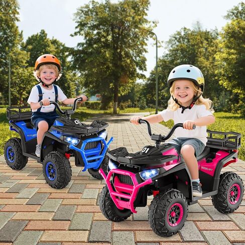 Costzon 24V Kids ATV، مركبة كهربائية رباعية العجلات مع أضواء LED، رف تخزين خلفي، تعليق زنبركي واتصال لاسلكي، لعبة ركوب للأطفال ذات 4 عجلات للأولاد والبنات (وردي، 24 فولت) in Saudi Arabia