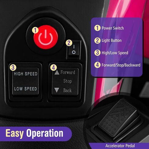 Costzon 24V Kids ATV، مركبة كهربائية رباعية العجلات مع أضواء LED، رف تخزين خلفي، تعليق زنبركي واتصال لاسلكي، لعبة ركوب للأطفال ذات 4 عجلات للأولاد والبنات (وردي، 24 فولت) in Saudi Arabia