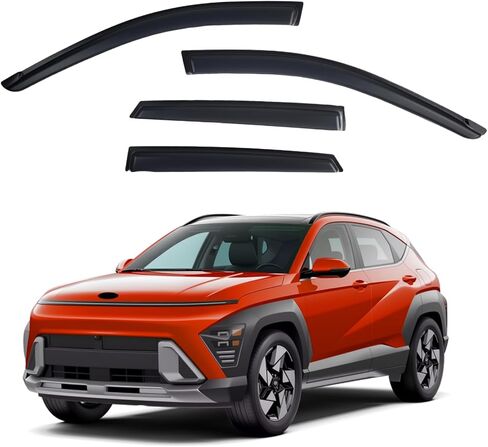 Window Visors Rain Guards Compatible with 2024-2026 Hyundai Kona, Out-Channel Side Window Wind Deflectors Vent Shades Accessories, Dark Smoke 4 Pcs, 2025 in Saudi Arabia