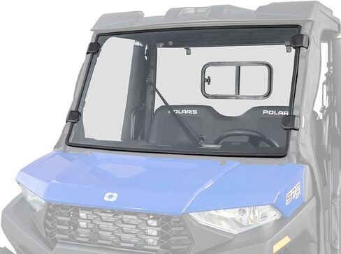 زجاج أمامي كامل SuperATV لعام 2022+ Polaris Ranger متوسط ​​الحجم SP 570 / Crew | بولي كربونات شفاف سميك 1/4 بوصة مقاوم للخدش - أقوى 250 مرة من الزجاج | صنع في الولايات المتحدة الأمريكية in Saudi Arabia