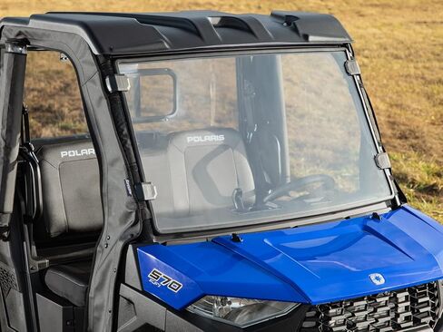 زجاج أمامي كامل SuperATV لعام 2022+ Polaris Ranger متوسط ​​الحجم SP 570 / Crew | بولي كربونات شفاف سميك 1/4 بوصة مقاوم للخدش - أقوى 250 مرة من الزجاج | صنع في الولايات المتحدة الأمريكية in Saudi Arabia