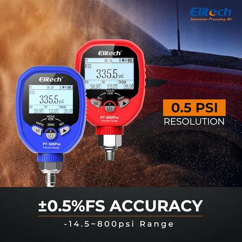 Elitech Digital AC Gauge Set HVAC Gauges APP Monitoring with Temperature Clamps 1/8'' NPT, PT-500&PT-800 in Kuwait