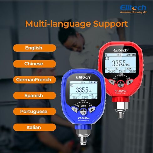 Elitech Digital AC Gauge Set HVAC Gauges APP Monitoring with Temperature Clamps 1/8'' NPT, PT-500&PT-800 in Kuwait