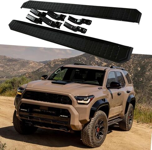 2 قطعة لوحات الجري قضبان Nerf مناسبة لتويوتا 4 رانر N500 2025 2026 خطوات جانبية باللون الأسود in Kuwait