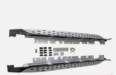 قطعتان من لوحات الجري لبنز GLB 2020-2025 مجموعة كاملة من الخطوات الجانبية للسيارة Nerf Bar ترقية جديدة لوحة سوداء وفضية مع جزيئات مضادة للانزلاق (للمركبات المخصصة فقط) in Saudi Arabia
