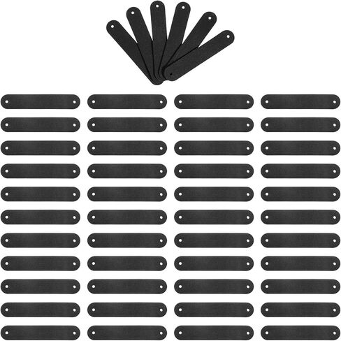 PATIKIL 50Pcs Leather Tags, 85mm Leather Labels Handmade PU Leather Crochet Tags Faux Blank Custom Personalized Embossed with 2 Holes for Handmade Items Crochet Items Knitting,Brown in Saudi Arabia