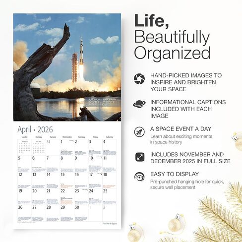 RED EMBER Space Events 2024 Hangable Monthly Wall Calendar |12" x 24" Open | Thick & Sturdy Paper | Giftable | Outer Space Universe NASA in Kuwait