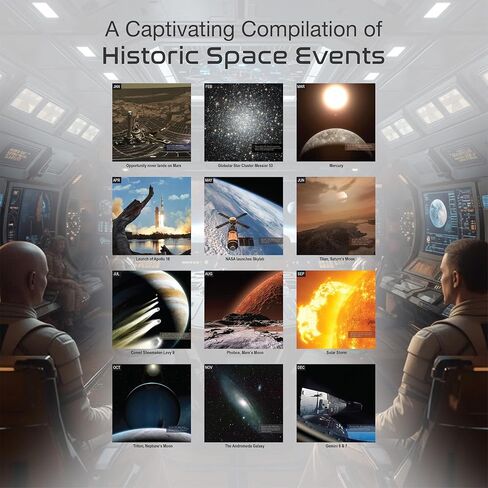 RED EMBER Space Events 2024 Hangable Monthly Wall Calendar |12" x 24" Open | Thick & Sturdy Paper | Giftable | Outer Space Universe NASA in Kuwait