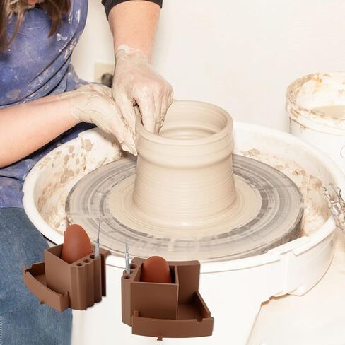 WEBEEDY 2 Styles Pottery Wheel Tool Holder Universal Pottery Wheel Organizer Tool PLA Coffee Ceramic Tool Rack for Home Ceramics Studio Craft Workshop Christmas Decoration, 5.7x3.5x3.3 inch in Saudi Arabia
