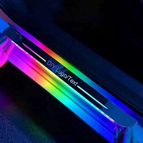 2 Pcs LED Door Sills for Car Magnetic, Personalized LED Car Door Sills, Waterproof Cars Pedal Lights, Auto-Sensing Welcome Lights, Custom Logo or Text, Fit for All Cars and Trucks in Saudi Arabia