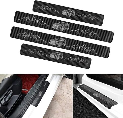 4 Pieces Car Door Sill Protector,Carbon Fiber Threshold Anti-Scratch Sticker Door Edge/Rear Guard Protection (4pcs-t-j) in Saudi Arabia