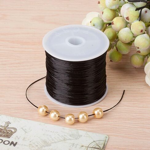 0.8mm Flat Elastic Crystal String for Bracelets Stretch Beading String Cord Elastic Thread Line for DIY Bracelets Necklace Jewelry Craft Making, White in Saudi Arabia