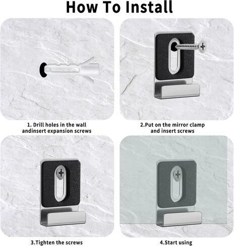 6 Pack Mirror Clips for Wall Mounting, Satin Nickel Heavy Duty Mirror Holder with Screws, Frameless Mirror Brackets with Rubber Pads for Large Mirrors, Billboards, Pictures, Wall Decor in Saudi Arabia
