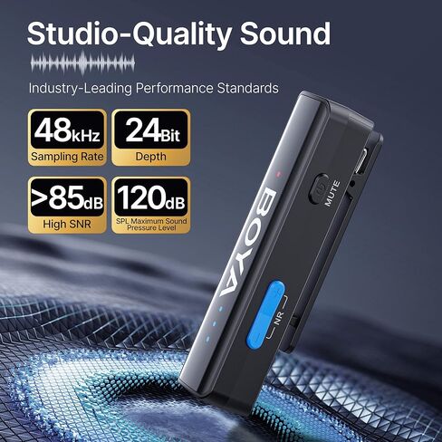 BOYA BOYALINK-W ميكروفون لاسلكي Lavalier لأجهزة iPhone/Android/Camera Vlogging، نظام ميكروفون مزدوج الكل في واحد ومدخل Lightning وUSB-C وحافظة بطارية للهواتف الذكية/DSLR YouTube Facebook Live in Saudi Arabia