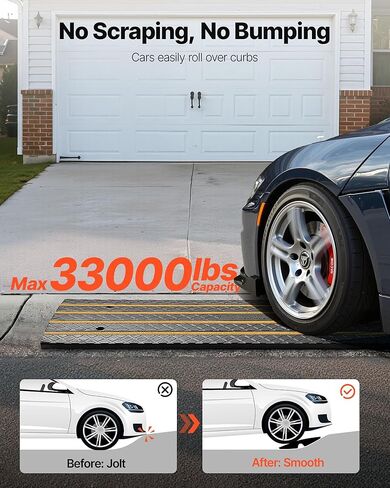 vevor المطاط درب كبح المنحدر 1 حزمة، الثقيلة 33069 رطل قدرة منحدر السيارة، 2.6 بوصة غطاء كابل عالية منحدر جسر الرصيف لتحميل قفص الاتهام المرآب الرصيف in Kuwait