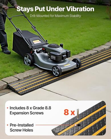 vevor المطاط درب كبح المنحدر 1 حزمة، الثقيلة 33069 رطل قدرة منحدر السيارة، 2.6 بوصة غطاء كابل عالية منحدر جسر الرصيف لتحميل قفص الاتهام المرآب الرصيف in Kuwait