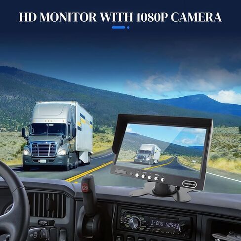 7" Heavy Duty AHD Backup Camera System with Monitor & 1080P IP69K Waterproof Camera, Night Vision, 155° View Angle for Truck/RV/Harvester/Excavator/Semi-Trailer/Heavy Equipment in Saudi Arabia