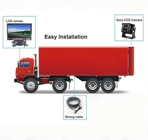 7" Heavy Duty AHD Backup Camera System with Monitor & 1080P IP69K Waterproof Camera, Night Vision, 155° View Angle for Truck/RV/Harvester/Excavator/Semi-Trailer/Heavy Equipment in Saudi Arabia