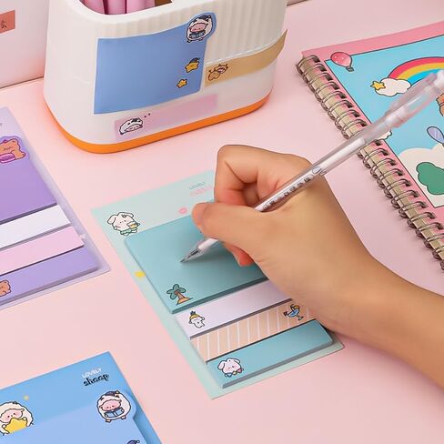 4pc Adorable Animal Sticky Note Variety Pack Kawaii Cartoon Bear Animal Marker Flags Self-Stick Memo Pads Fun Office Stationery Supplies - Surprise Inside! in Saudi Arabia