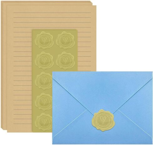 Stationery Set,Premium Velvet-Touch envelopes 4x6 Envelopes 14 PCS with 28 PCS Stationery Paper,Unique Design Colors Stationery Set for Love Letter, Party Invitations (Ivory White) in Kuwait