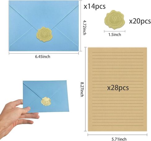 Stationery Set,Premium Velvet-Touch envelopes 4x6 Envelopes 14 PCS with 28 PCS Stationery Paper,Unique Design Colors Stationery Set for Love Letter, Party Invitations (Ivory White) in Kuwait