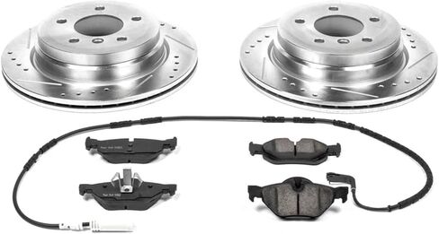 Power Stop K3002 Rear Z23 Carbon Fiber Brake Pads with Drilled & Slotted Brake Rotors Kit and 1 Rear Sensor Wire in Saudi Arabia